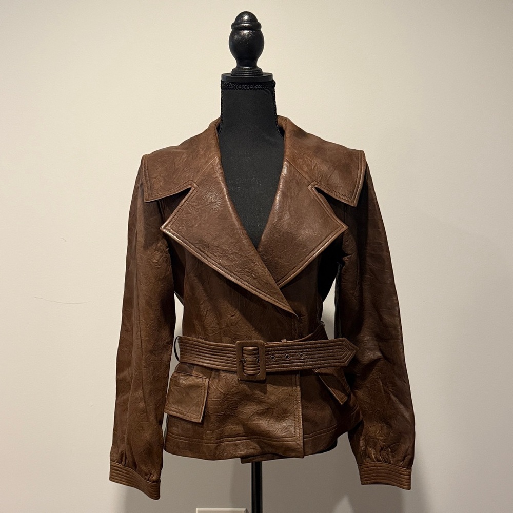 Ellen Tracy Dark Brown Leather Jacket